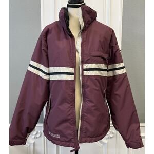 Columbia Omni-Tech Maroon Reflective Stripe Jacket w/Packable Hood-Women's Large